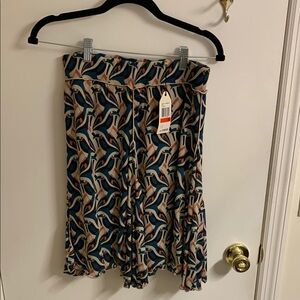 NWT Studio M Green Cream Ruffled Skater Skirt